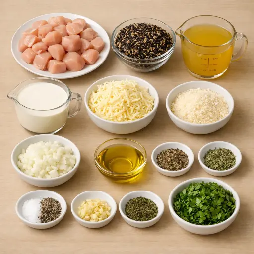 Ingredients for Herbed Chicken and Wild Rice Casserole