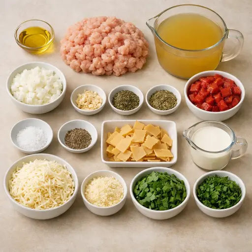Ingredients for Herbed Chicken Lasagna Soup