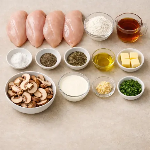 Ingredients for Herbed Chicken Marsala with Creamy Mushroom Sauce