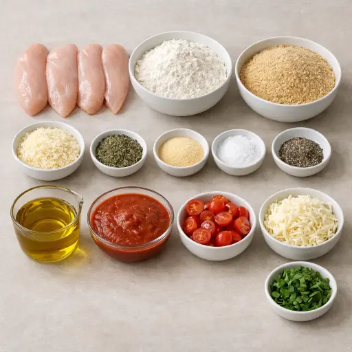 Ingredients for Herbed Chicken Parmesan with Roasted Tomato Sauce