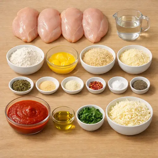 Ingredients for Herbed Chicken Parmesan with Zesty Tomato Sauce