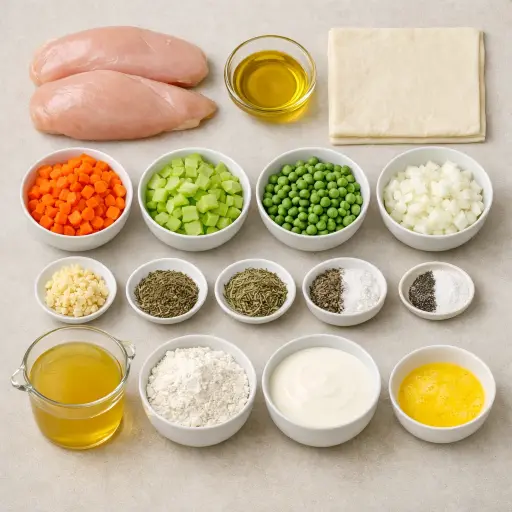 Ingredients for Herbed Chicken Pot Pie with Puff Pastry