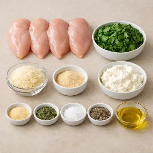 Ingredients for Herbed Chicken with Spinach Filling