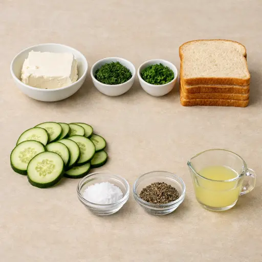 Ingredients for Herbed Cream Cheese Cucumber Sandwiches