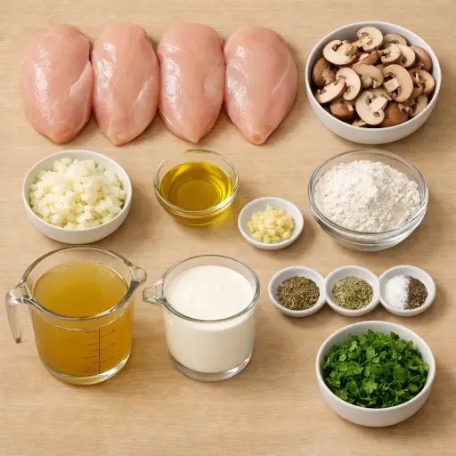 Ingredients for Herbed Cream of Mushroom Chicken
