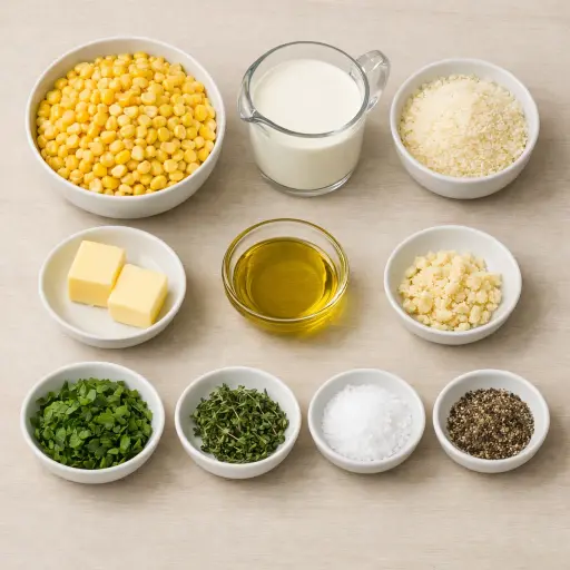 Ingredients for Herbed Creamed Corn with Parmesan
