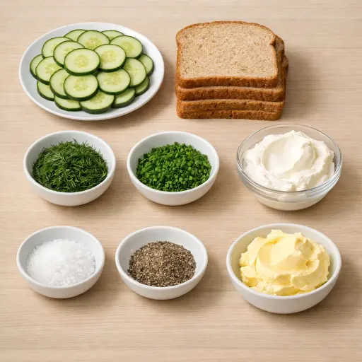 Ingredients for Herbed Cucumber Tea Sandwiches