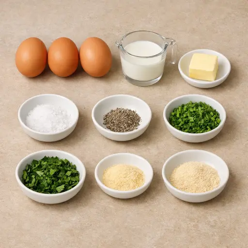 Ingredients for Herbed Fluffy Scrambled Eggs
