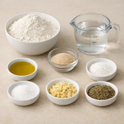 Ingredients for Herbed Garlic Pizza Dough