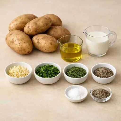 Ingredients for Herbed Garlic Vegan Mashed Potatoes