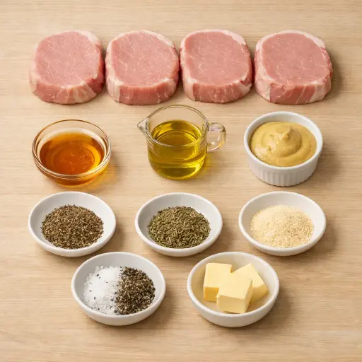 Ingredients for Herbed Honey-Mustard Pan-Fried Pork Chops