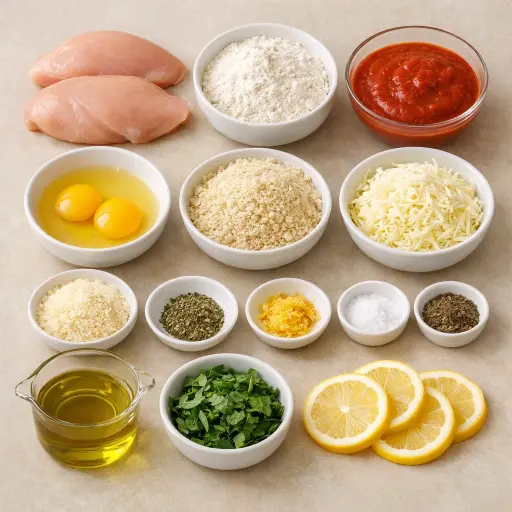 Ingredients for Herbed Lemon Chicken Parmesan