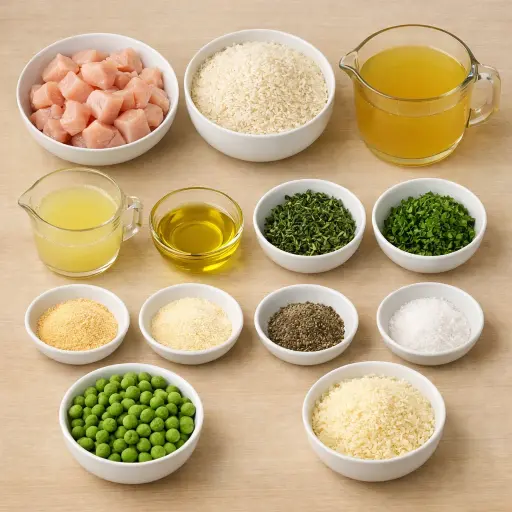 Ingredients for Herbed Lemon Chicken Rice Casserole