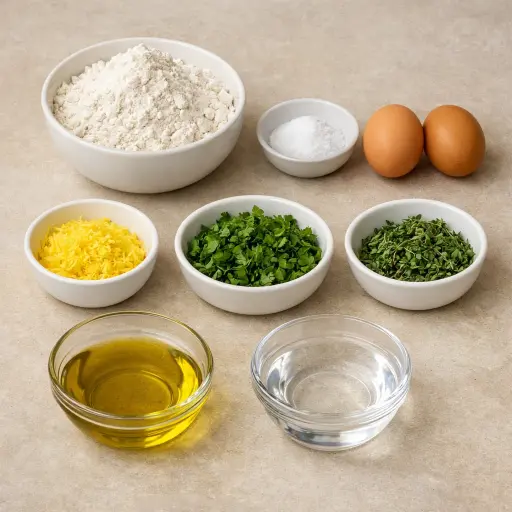Ingredients for Herbed Lemon Egg Noodles