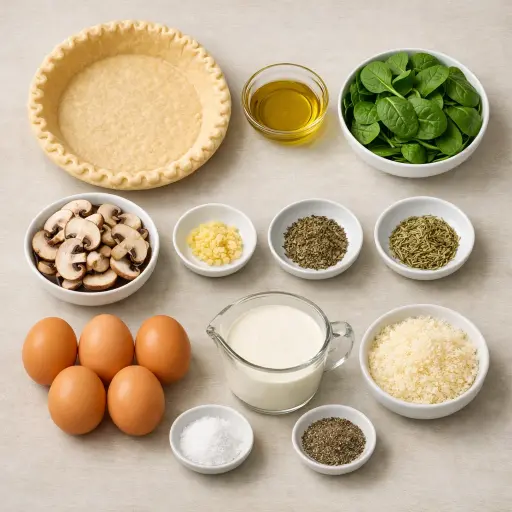 Ingredients for Herbed Mushroom and Spinach Quiche