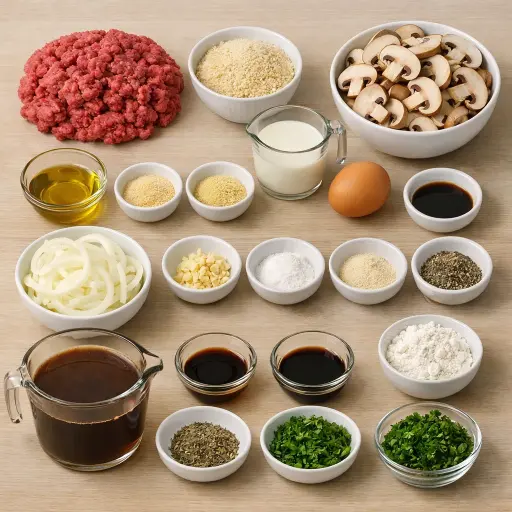Ingredients for Herbed Mushroom Salisbury Steak