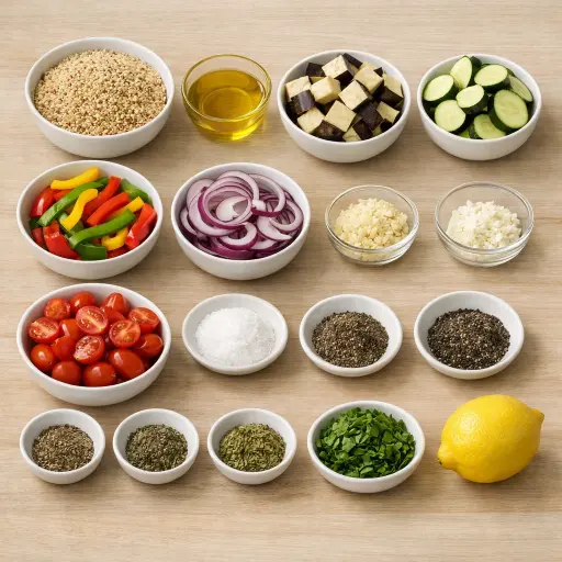 Ingredients for Herbed Ratatouille with Quinoa