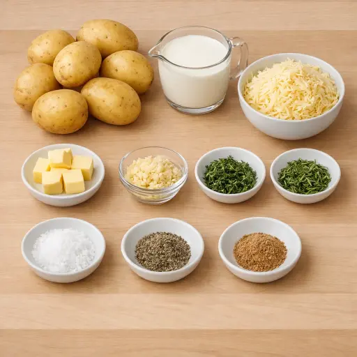 Ingredients for Herbed Scalloped Potatoes with Gruyère