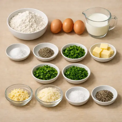 Ingredients for Herbed Spaetzle with Garlic Butter