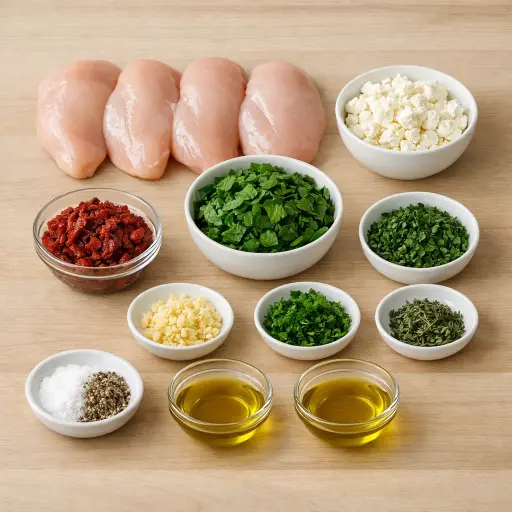 Ingredients for Herbed Stuffed Chicken Breasts