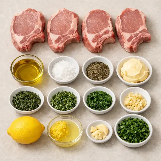 Ingredients for Herbed Veal Chops with Lemon Butter