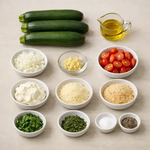 Ingredients for Herbed Zucchini Boats