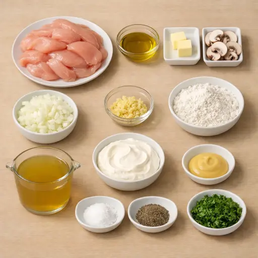 Ingredients for Heritage Chicken Stroganoff