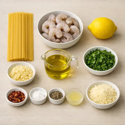 Ingredients for Heritage Garlic Shrimp Pasta