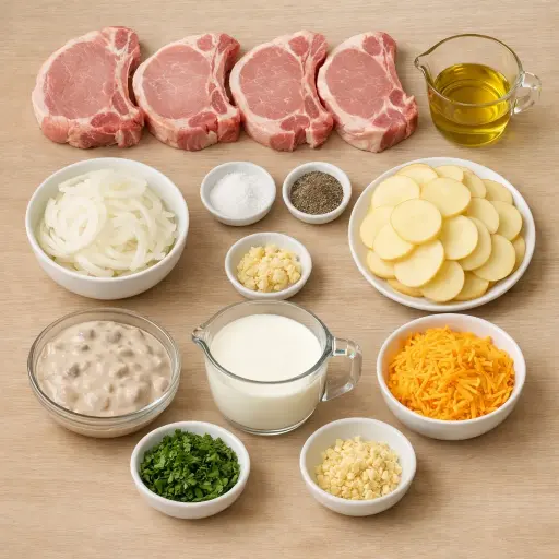 Ingredients for Heritage Pork Chop Casserole