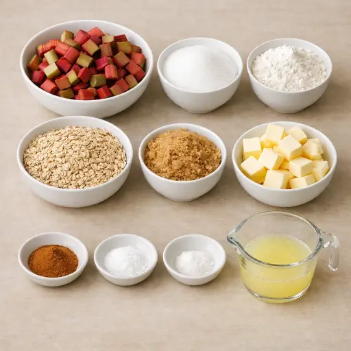 Ingredients for Heritage Rhubarb Crumble