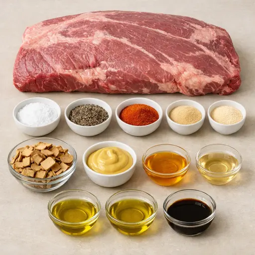 Ingredients for Hickory Smoked Carolina Brisket with Honey Mustard Glaze