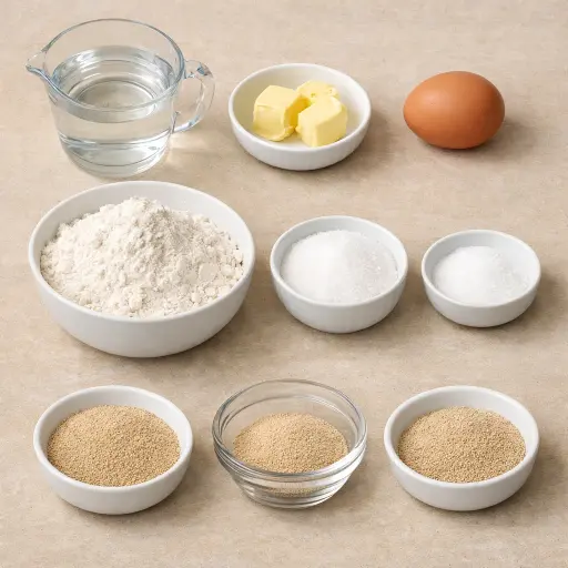 Ingredients for Homemade Bread Machine Dinner Rolls