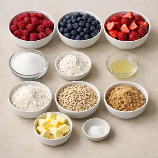 Ingredients for Homemade Mixed Berry Crumble