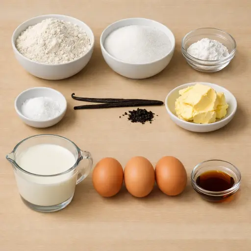 Ingredients for Homemade Vanilla Bean Cake Mix