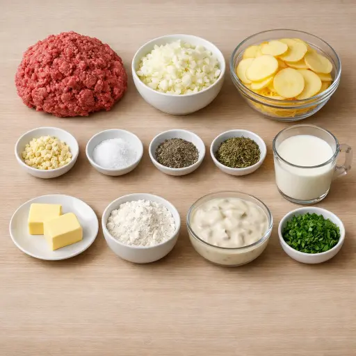 Ingredients for Homestyle Beef and Potato Bake
