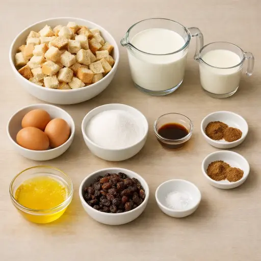 Ingredients for Homestyle Bread Pudding
