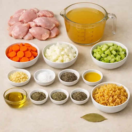 Ingredients for Homestyle Chicken and Herb Soup