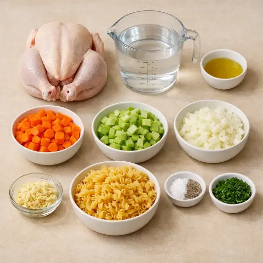 Ingredients for Homestyle Chicken Noodle Soup