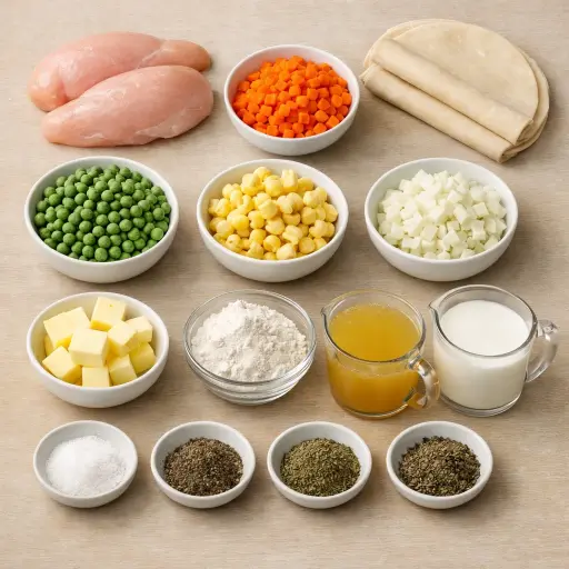 Ingredients for Homestyle Chicken Pie