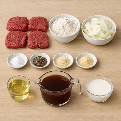 Ingredients for Homestyle Cube Steak and Gravy