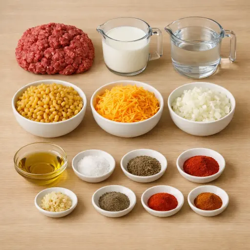 Ingredients for Homestyle Hamburger Helper