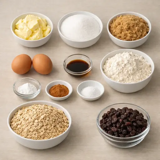 Ingredients for Homestyle Oatmeal Cookies