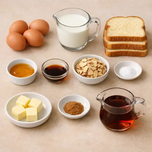 Ingredients for Honey Almond Crusted French Toast