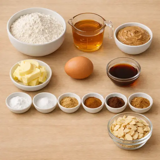 Ingredients for Honey Almond Gingerbread Cookies