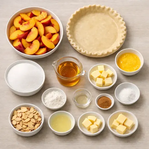 Ingredients for Honey Almond Peach Pie