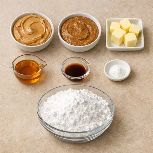 Ingredients for Honey Almond Peanut Butter Fudge