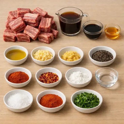 Ingredients for Honey Garlic Glazed Beef Short Ribs