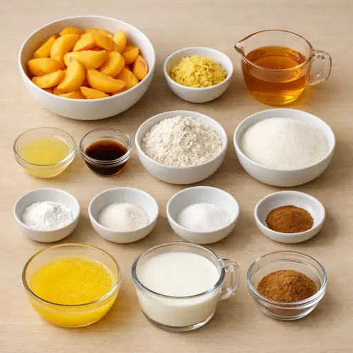 Ingredients for Honey Ginger Peach Cobbler