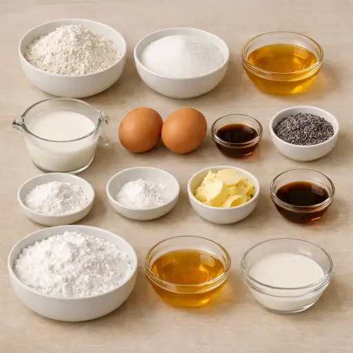 Ingredients for Honey Lavender Cupcakes