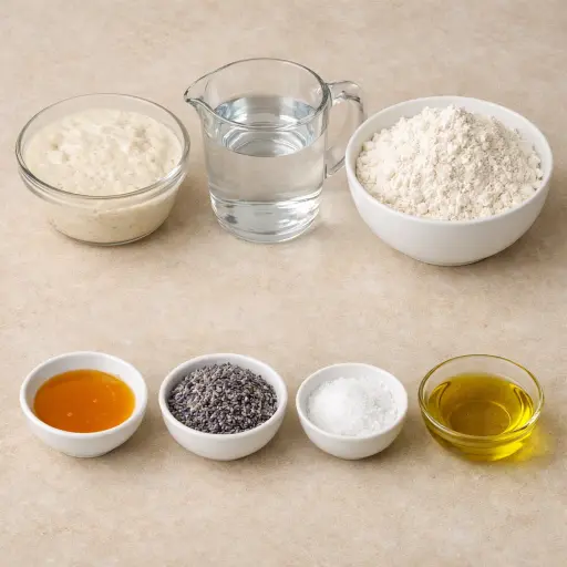 Ingredients for Honey Lavender Sourdough Bread